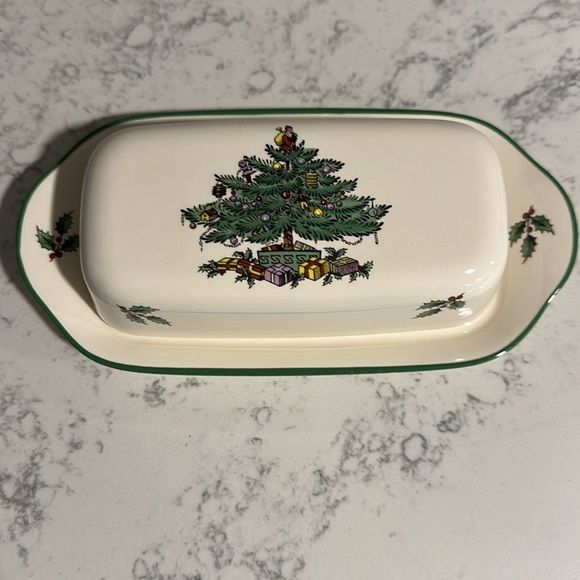 NIB Spode 1/4 Lb Covered Butter Christmas Tree - Picture 2 of 6